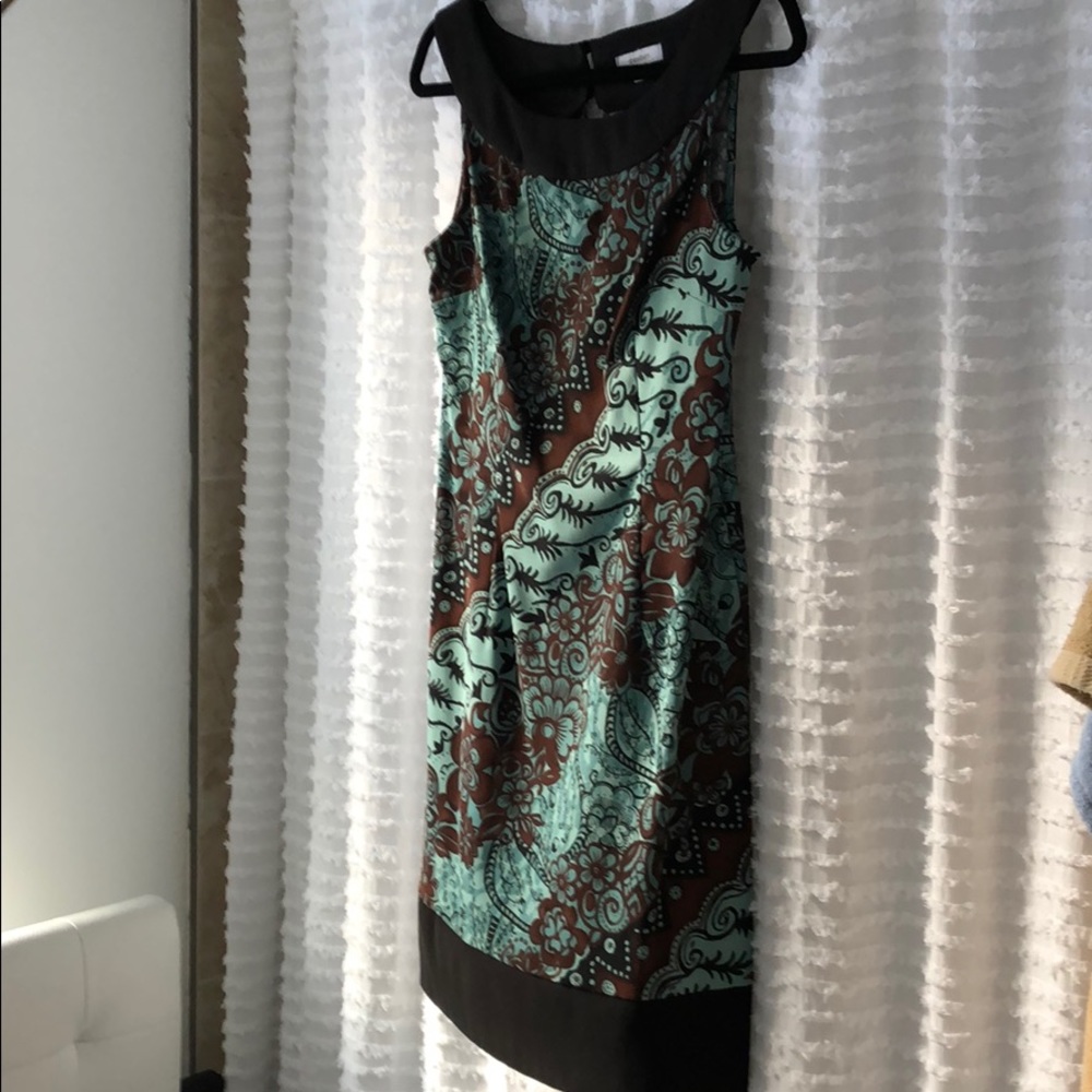 Turquoise & Brown Floral Dress